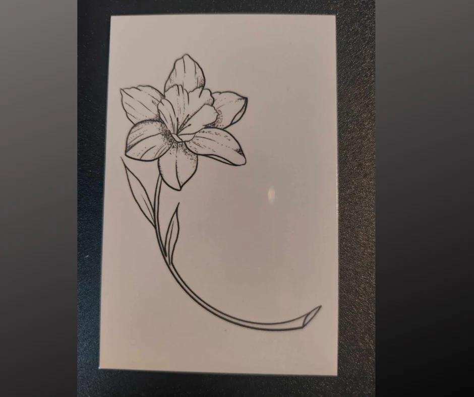 Black Daffodil Temporary Tattoo - Image 2
