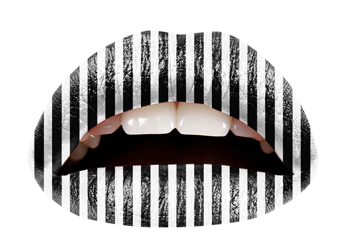 Black & White Stripes Violent Lips (3 Lip Tattoo Sets) - Image 3