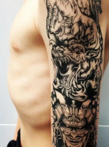 Chinese Dragon & Warrior Sleeve Tattoo - Image 3