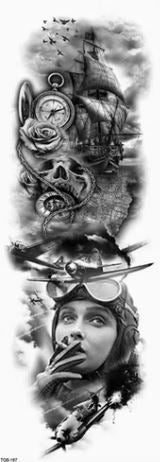 Full Sleeve Arm/Leg Tattoo Lady Ship - Image 2