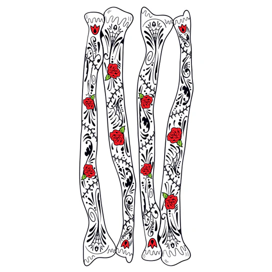 Glitter Roses Arm Bones Tattoo