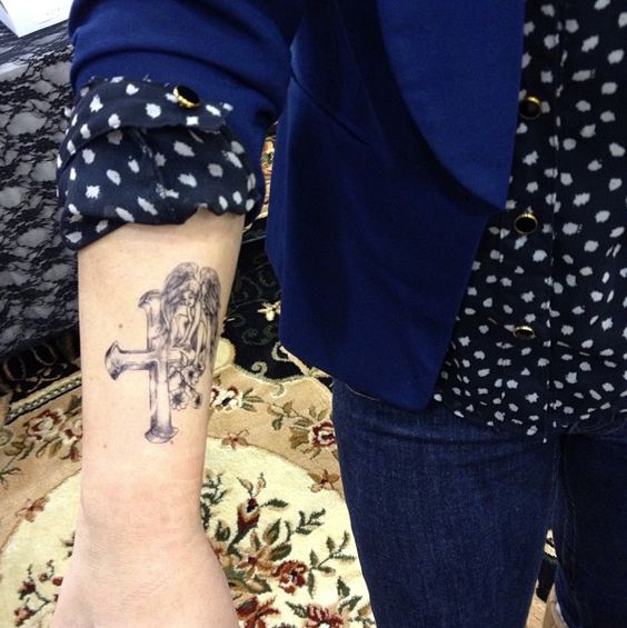 Holy Angel Cross Skyn Demure Tattoos - Image 2