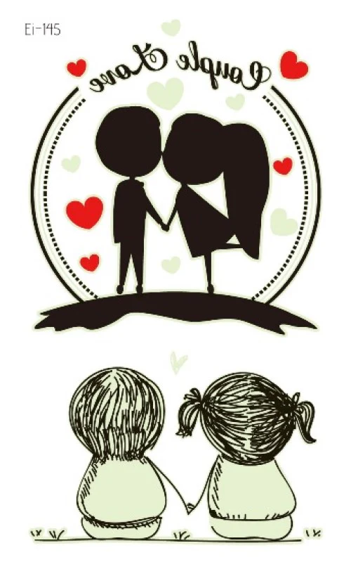 Love Couple Glow Temporary Tattoo