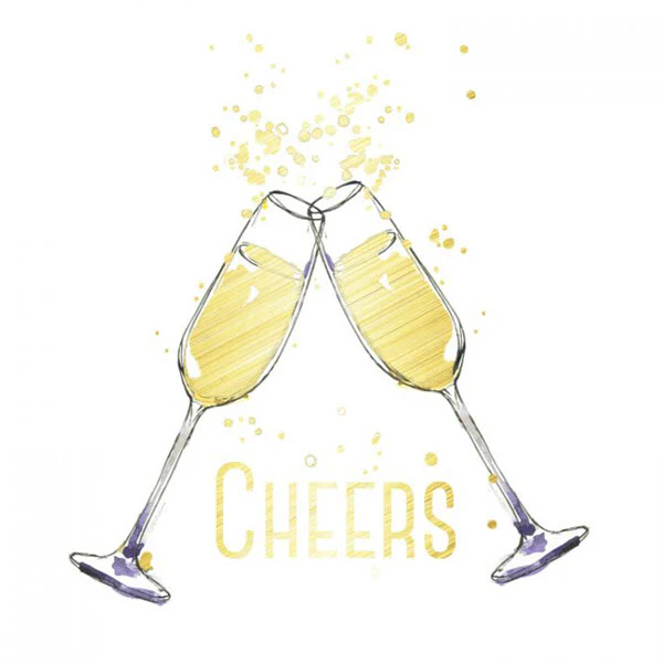 Metallic Cheers Glasses Tattoo