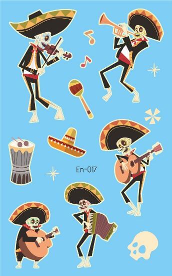 Mexico Glow in the Dark Halloween Ephemeral Tattoo