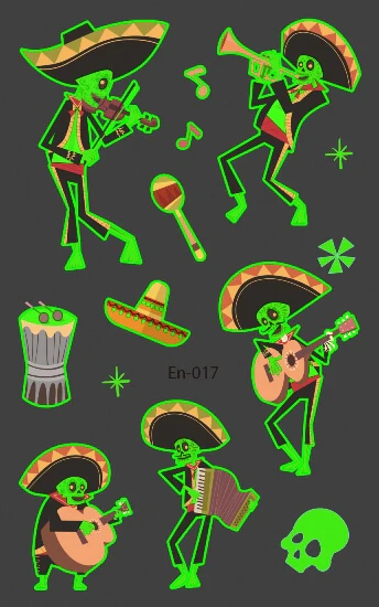 Mexico Glow in the Dark Halloween Ephemeral Tattoo - Image 2