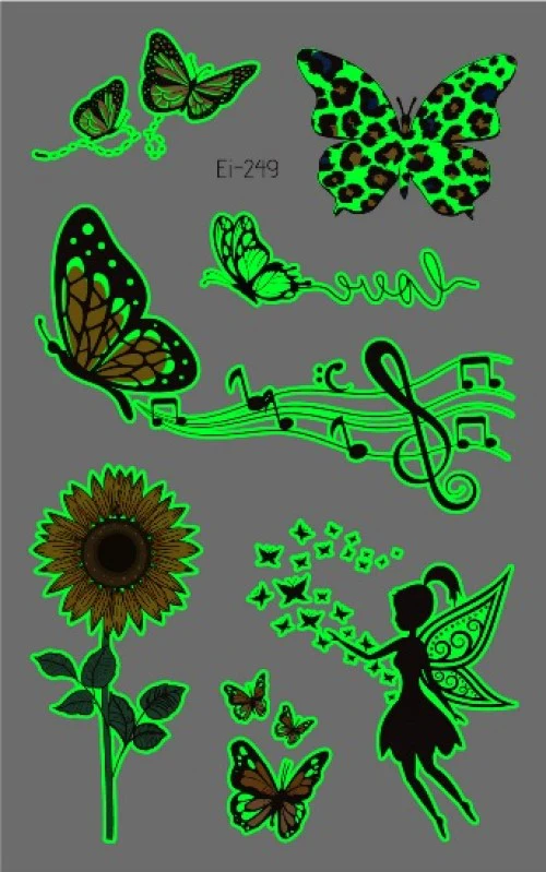 Musical Panther-Butterfly glow in the dark fake tattoo - Image 2