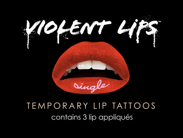 Orange Single Violent Lips (3 Lip Tattoo Sets)