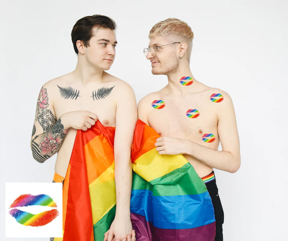 Rainbow Lips Temporary Tattoo - Image 2