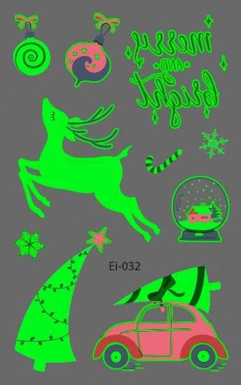 Reindeer and Christmas Tree Glow Temporary Tattoo - Image 2
