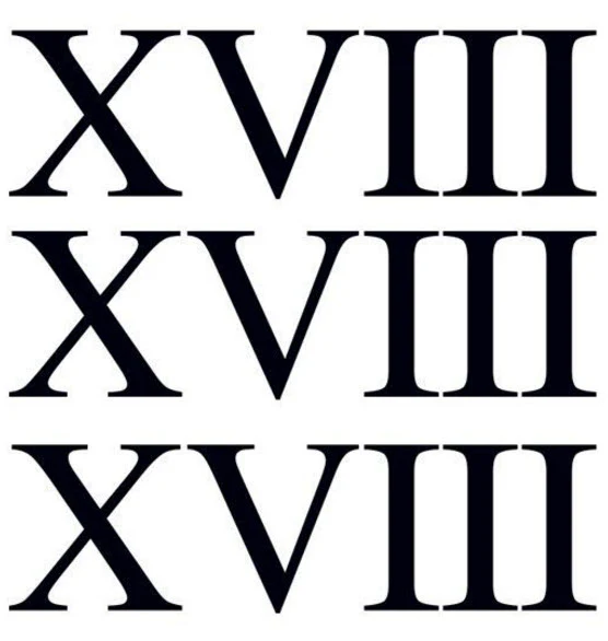 Roman Numeral 18 (Eighteen) Tattoo (3 tattoos)