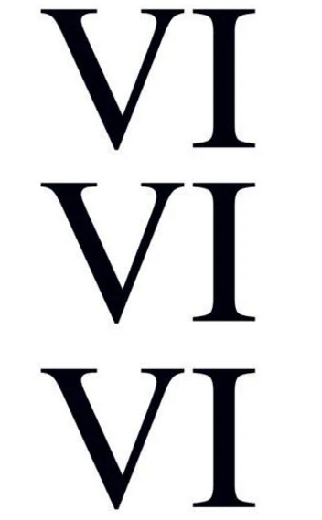Roman Numeral 6 (Six) Tattoo (3 tattoos)