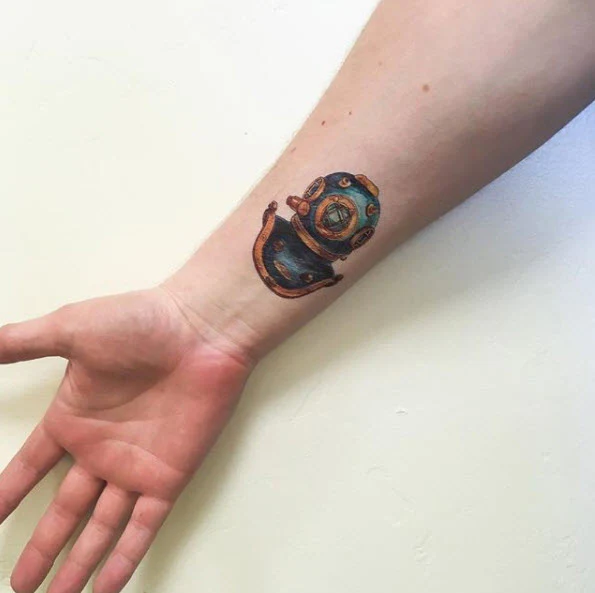 Scuba Diver Helmet Tattoo - Image 3