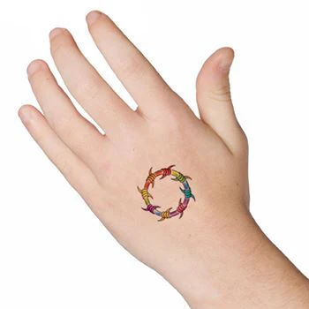 Small Rainbow Barbed Wire Ring Tattoo - Image 2