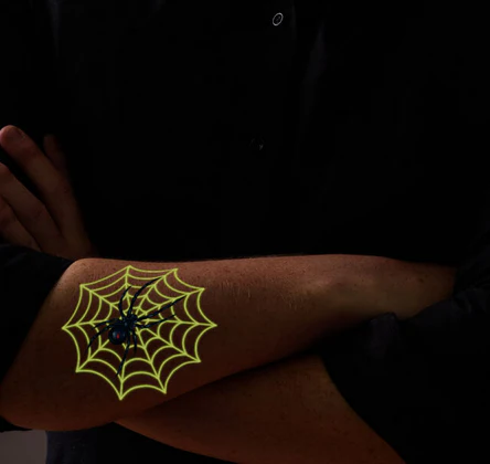 Spider with Reveal Glow-in-the-Dark Web Temporary Tattoo - Image 2