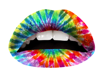 Tie Dye Stripes Violent Lips (3 Lip Tattoo Sets) - Image 2