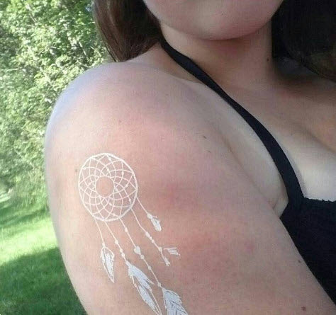 White Lace Dreamcatcher Tattoos - Image 5