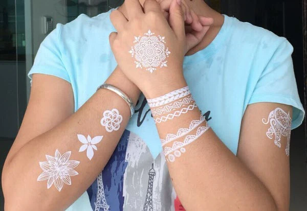 White Lace Henna Mandala Tattoo - Image 5